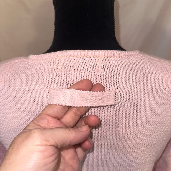 Vtg Club Sportif De Paris Pullover Sweater Size M Pink V Neck Floral Buttons - Picture 9 of 13